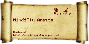Mihály Anetta névjegykártya